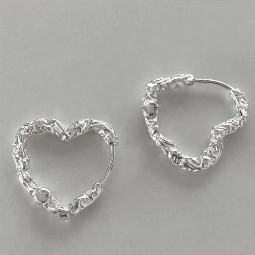 New Sterling Silver 925 heart huggie hoop earrings
